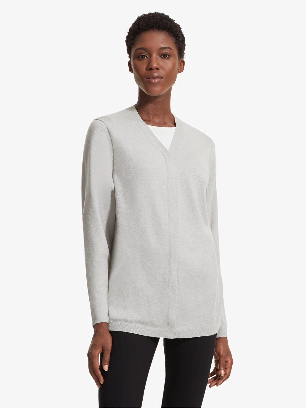 MM Lafleur The Leigh Gray Long Sleeve Button Up sweater Cardigan wool blend